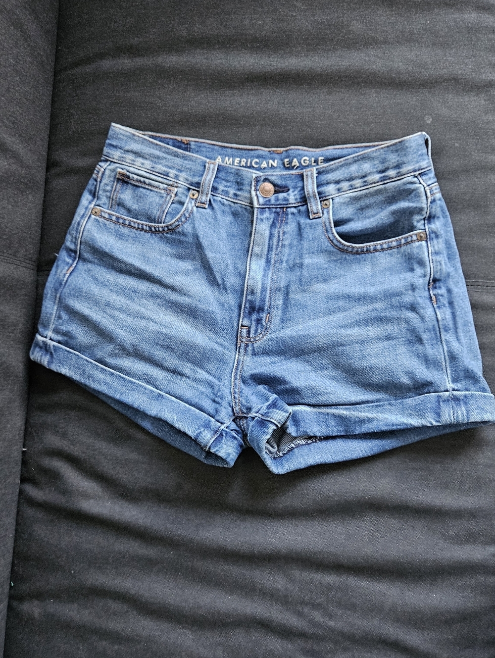 American Eagle Outfitters Classic Blue High-Rise Denim Shorts USA2